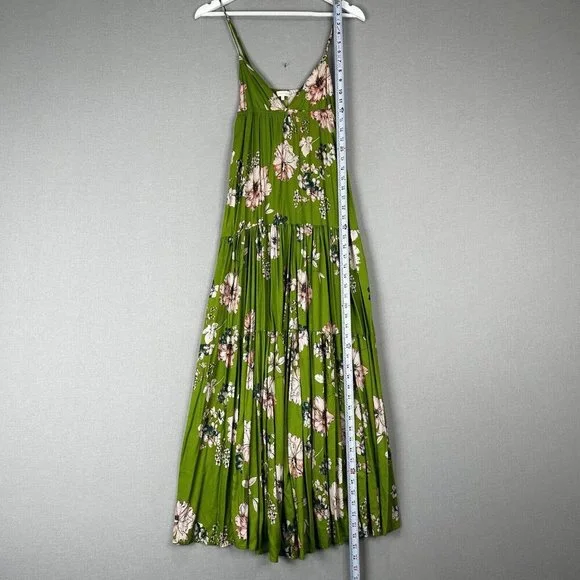 Sun Becomes Her Revolve Womens Dress 6 Green Solstice Trapeze Maxi Floral Tiered - Picture 2 of 11